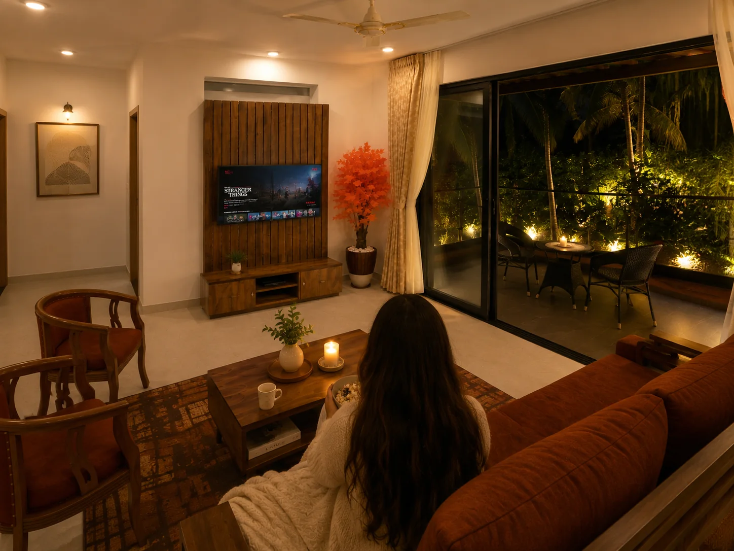 A calm evening in the warmly lit Project Unwind living room
